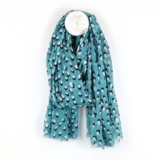 Teal Cotton Scarf with Shadow Dot Print by Peace of Mind